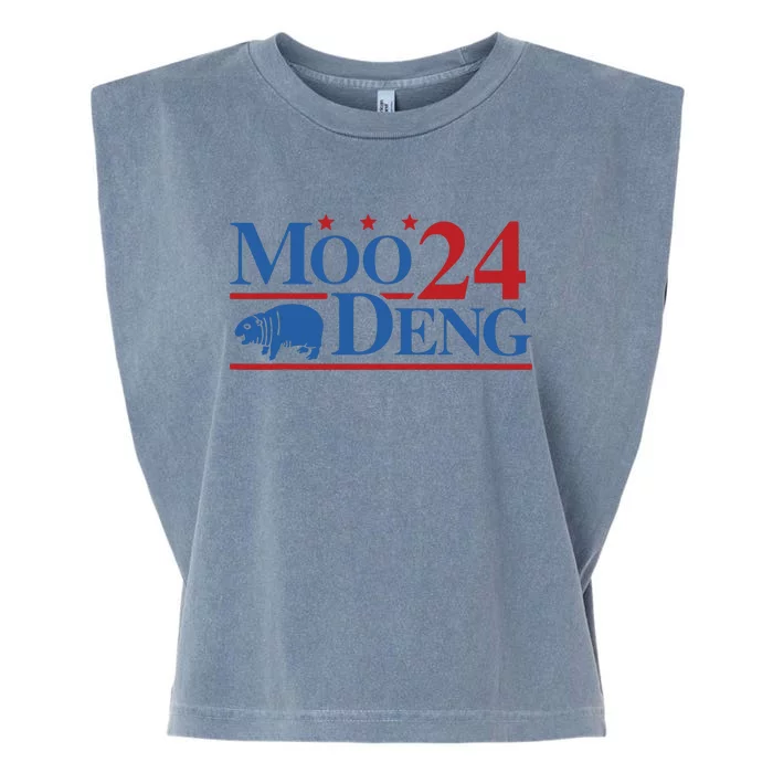 Moo Deng 2024 Moo Deng Moo Deng Cute Baby Hippo Garment-Dyed Women's Muscle Tee