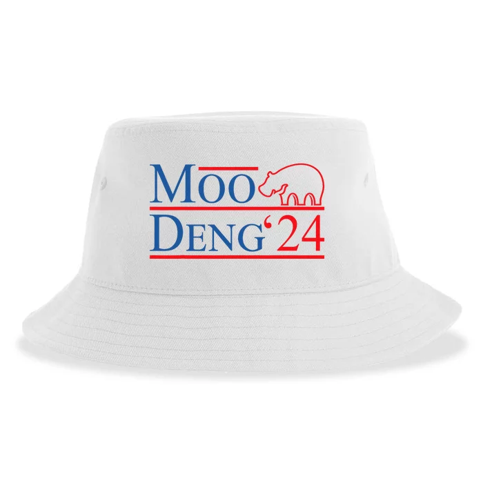 Moo Deng 2024 Moo Deng Moo Deng Cute Baby Hippo Sustainable Bucket Hat