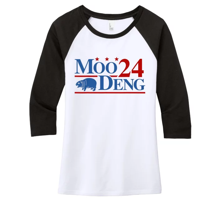 Moo Deng 2024 Moo Deng Moo Deng Cute Baby Hippo Women's Tri-Blend 3/4-Sleeve Raglan Shirt