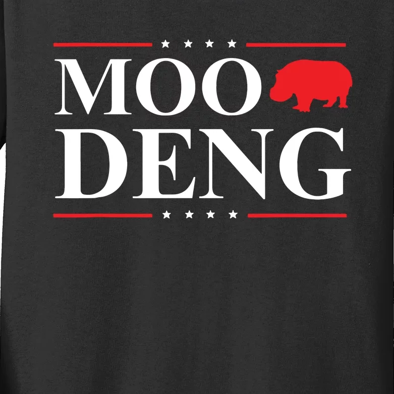 Moo Deng 2024 Election Funny Vote Hippo Political Moo Deng Kids Long Sleeve Shirt