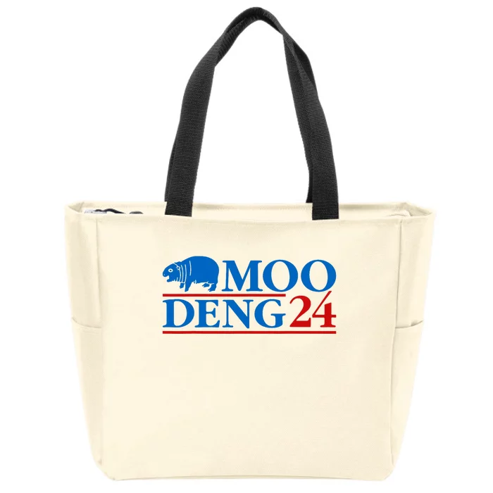 Moo Deng 24 Funny Hippo Moo Deng Zoo Hippopotamus Animal Zip Tote Bag