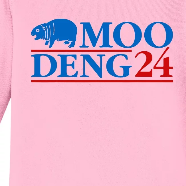 Moo Deng 24 Funny Hippo Moo Deng Zoo Hippopotamus Animal Baby Long Sleeve Bodysuit