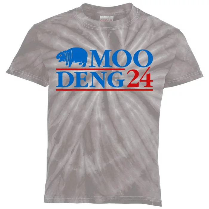 Moo Deng 24 Funny Hippo Moo Deng Zoo Hippopotamus Animal Kids Tie-Dye T-Shirt