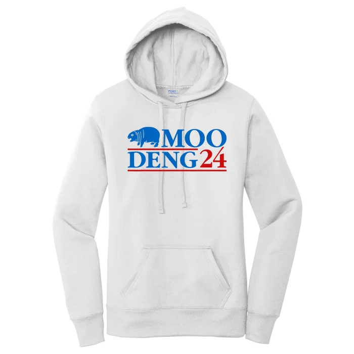 Moo Deng 24 Funny Hippo Moo Deng Zoo Hippopotamus Animal Women's Pullover Hoodie