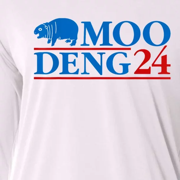 Moo Deng 24 Funny Hippo Moo Deng Zoo Hippopotamus Animal Cooling Performance Long Sleeve Crew