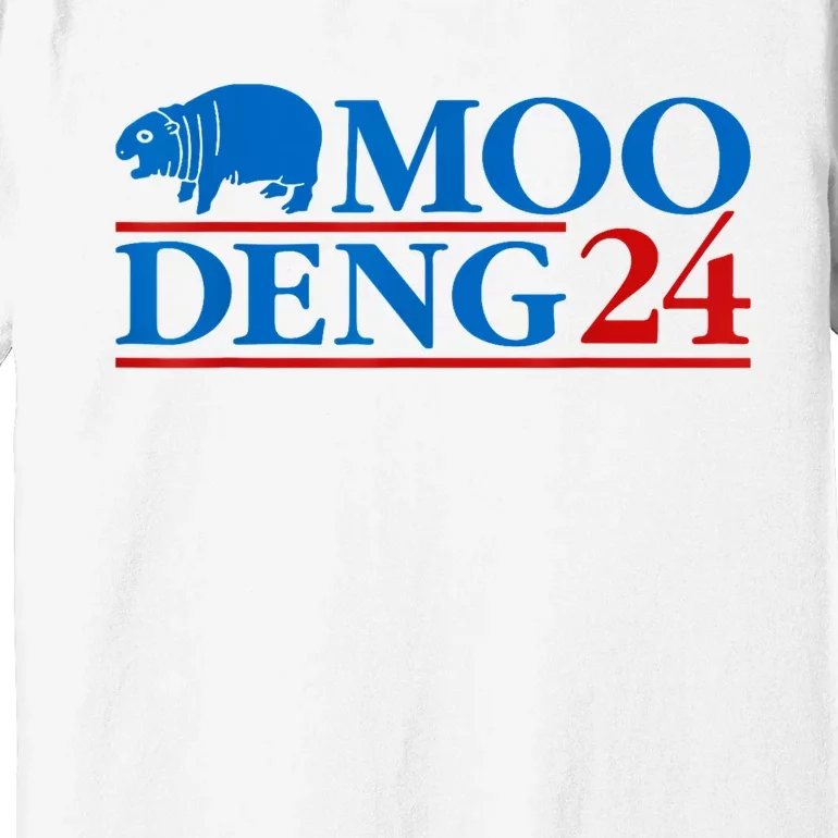 Moo Deng 24 Funny Hippo Moo Deng Zoo Hippopotamus Animal Premium T-Shirt