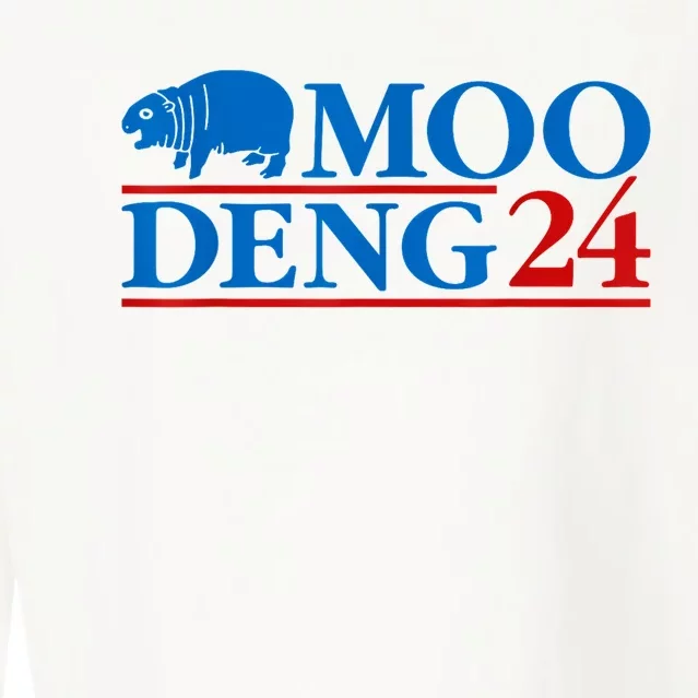 Moo Deng 24 Funny Hippo Moo Deng Zoo Hippopotamus Animal Cropped Pullover Crew