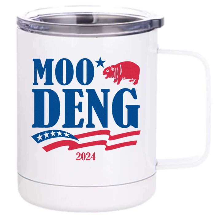 Moo Deng 2024 Cute Baby Hippo Front & Back 12oz Stainless Steel Tumbler Cup