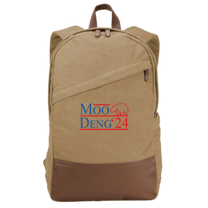 Moo Deng 2024 Moo Deng Moo Deng Cute Baby Hippo Cotton Canvas Backpack