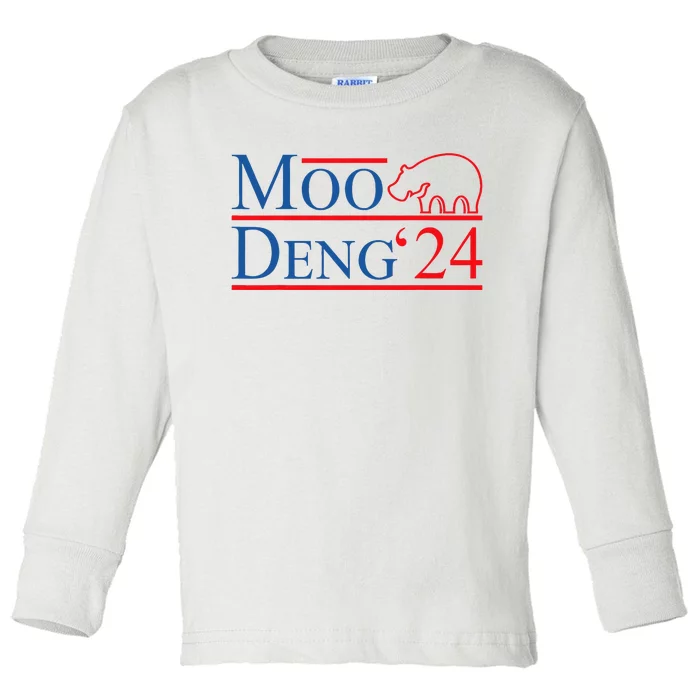 Moo Deng 2024 Moo Deng Moo Deng Cute Baby Hippo Toddler Long Sleeve Shirt