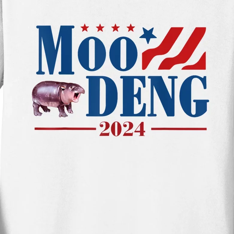 Moo Deng 2024 Moo Deng Moo Deng Cute Baby Hippo Kids Long Sleeve Shirt