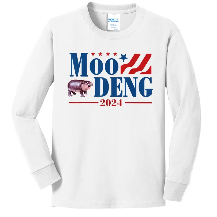 Moo Deng 2024 Moo Deng Moo Deng Cute Baby Hippo Kids Long Sleeve Shirt