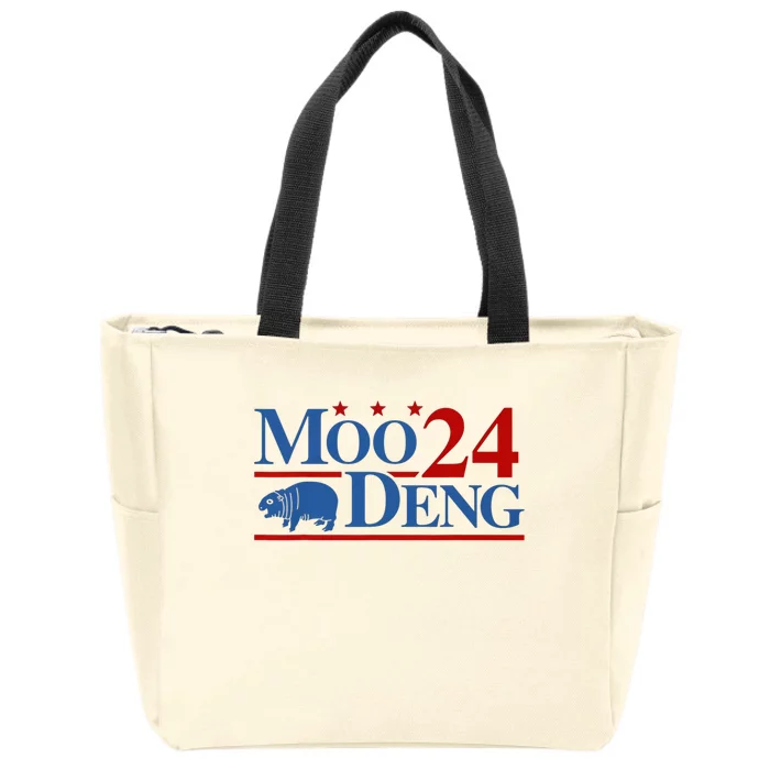 Moo Deng 2024 Moo Deng Moo Deng Cute Baby Hippo Zip Tote Bag