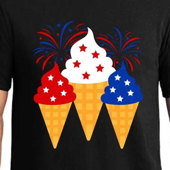 Memorial Day 4th Of July Holiday Patriotic Ice Cream Cones Gift Pajama Set