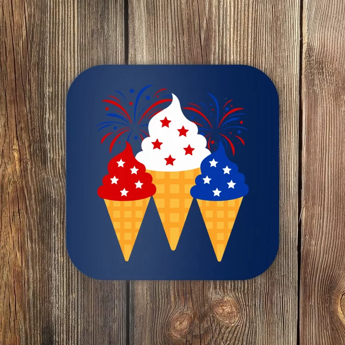 Memorial Day 4th Of July Holiday Patriotic Ice Cream Cones Gift Coaster