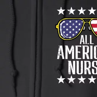 Memorial Day 4th Of July RN Nurse Full Zip Hoodie