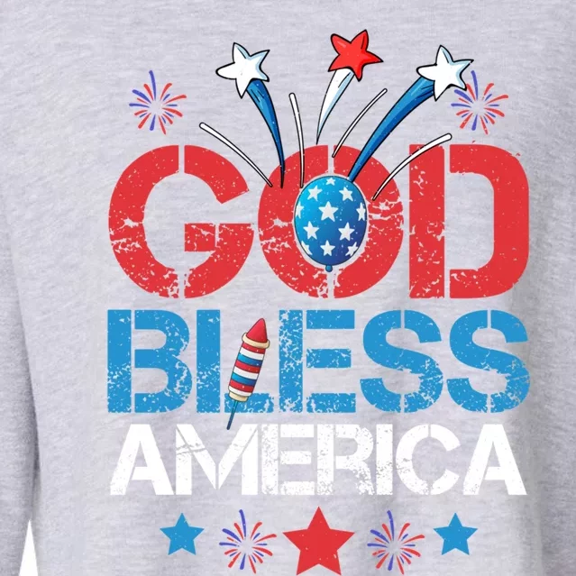 Memorial Day 4th Of July Usa Flag God Bless America Gift Cropped Pullover Crew