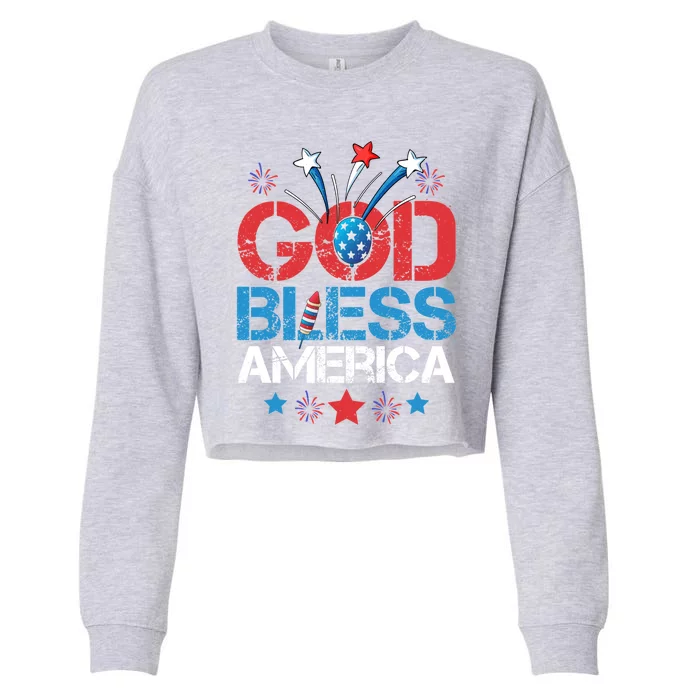 Memorial Day 4th Of July Usa Flag God Bless America Gift Cropped Pullover Crew