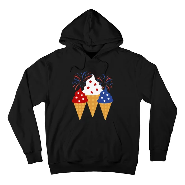 Memorial Day 4th of July Holiday Patriotic Ice Cream Cones Hoodie