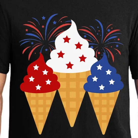 Memorial Day 4th of July Holiday Patriotic Ice Cream Cones Pajama Set