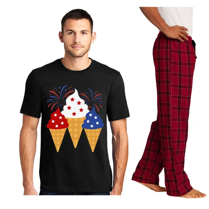 Memorial Day 4th of July Holiday Patriotic Ice Cream Cones Pajama Set