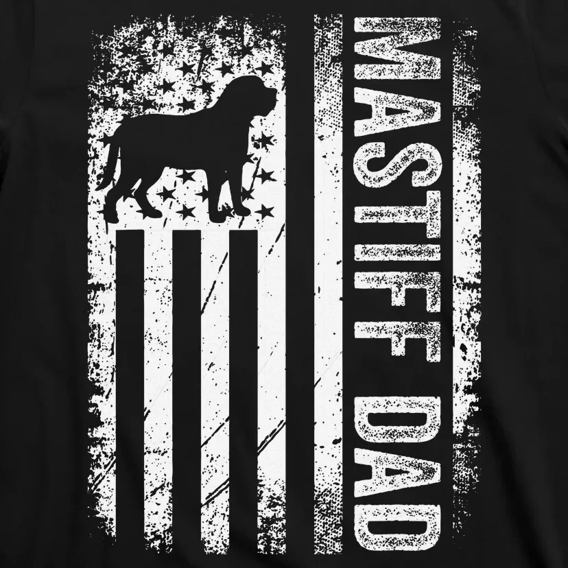 Mastiff Dad American Us Flag English Mastiff Dog T-Shirt