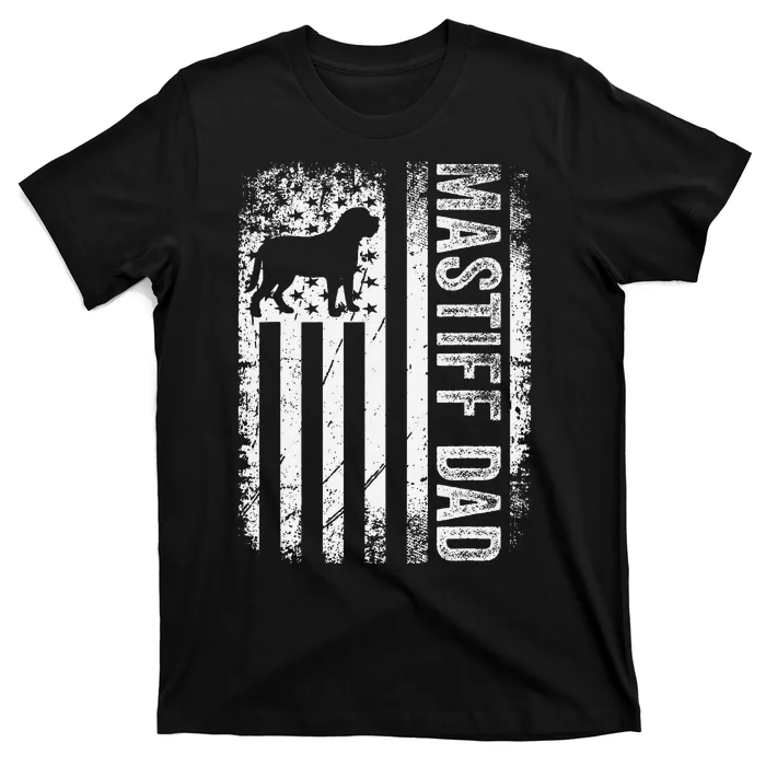 Mastiff Dad American Us Flag English Mastiff Dog T-Shirt