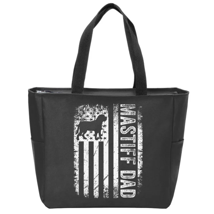 Mastiff Dad American Us Flag English Mastiff Dog Zip Tote Bag