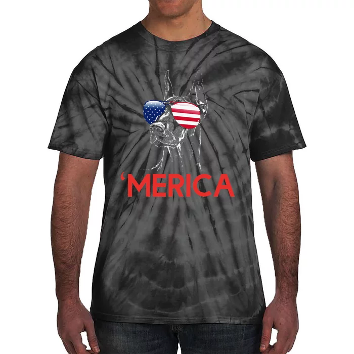 Merica Doberman American Flag 4th of July Dobie Tie-Dye T-Shirt