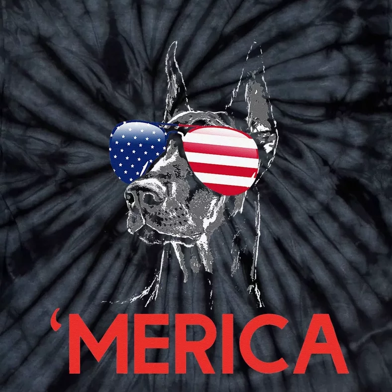 Merica Doberman American Flag 4th of July Dobie Tie-Dye T-Shirt