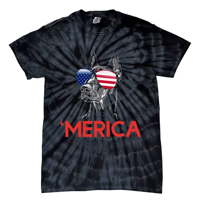 Merica Doberman American Flag 4th of July Dobie Tie-Dye T-Shirt