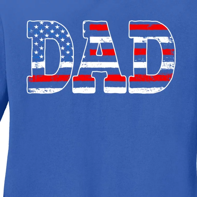 Military Dad American Flag Funny Fathers Day For Daddy Gift Ladies Long Sleeve Shirt