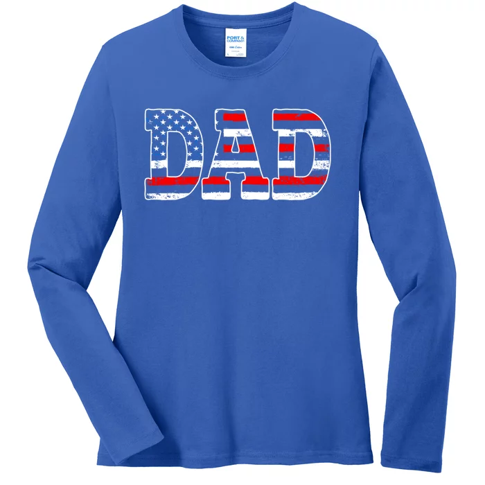 Military Dad American Flag Funny Fathers Day For Daddy Gift Ladies Long Sleeve Shirt