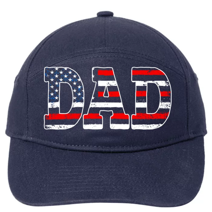 Military Dad American Flag Funny Fathers Day For Daddy Gift 7-Panel Snapback Hat