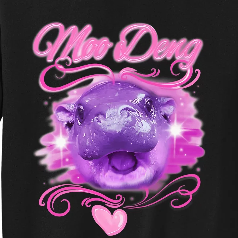 Moo Deng Airbrush Cute Baby Hippo Moo Deng Bouncy Pig Sweatshirt