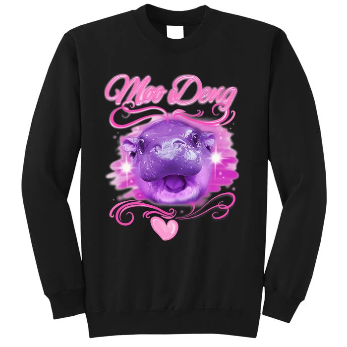 Moo Deng Airbrush Cute Baby Hippo Moo Deng Bouncy Pig Sweatshirt