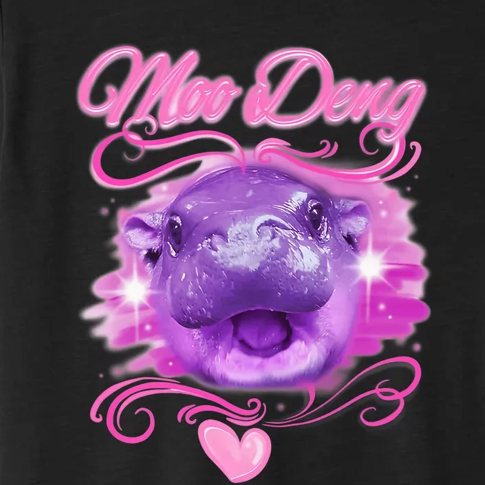 Moo Deng Airbrush Cute Baby Hippo Moo Deng Bouncy Pig ChromaSoft Performance T-Shirt