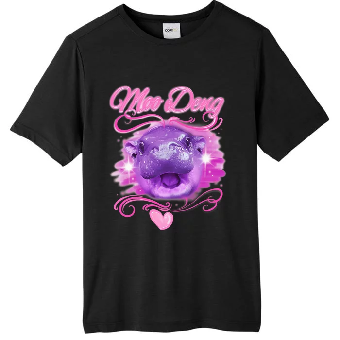 Moo Deng Airbrush Cute Baby Hippo Moo Deng Bouncy Pig ChromaSoft Performance T-Shirt