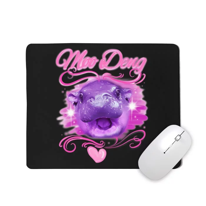 Moo Deng Airbrush Cute Baby Hippo Moo Deng Bouncy Pig Mousepad