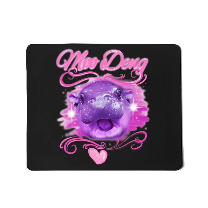 Moo Deng Airbrush Cute Baby Hippo Moo Deng Bouncy Pig Mousepad