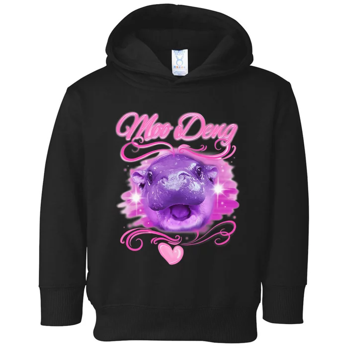 Moo Deng Airbrush Cute Baby Hippo Moo Deng Bouncy Pig Toddler Hoodie