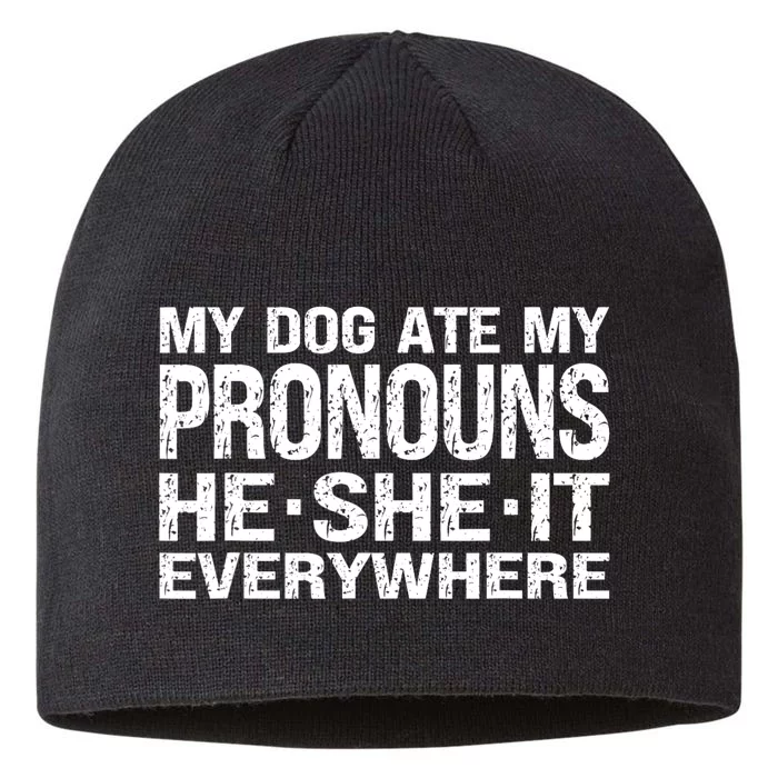 My Dog Ate My Pronouns He She It Everywhere Funny Meme 8 1/2in Sustainable Knit Beanie