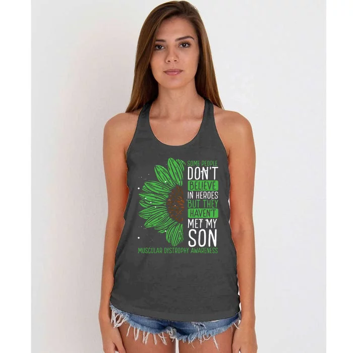 Muscular Dystrophy Awareness Ribbon Son Survivor Warrior Women's Knotted Racerback Tank