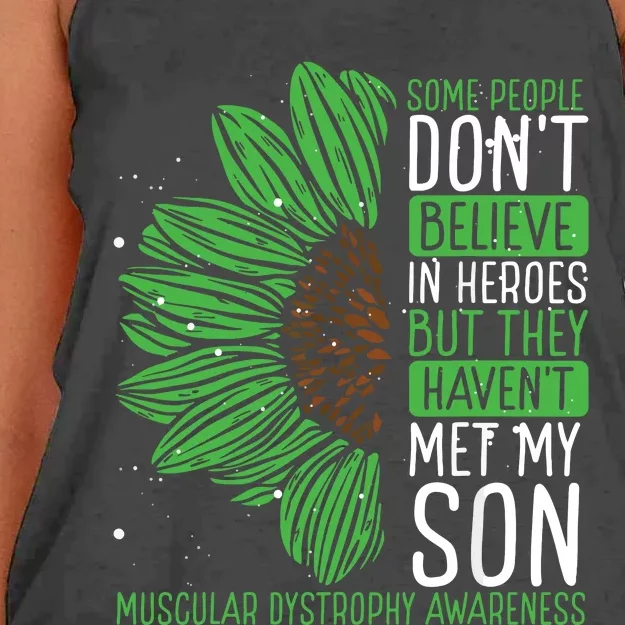 Muscular Dystrophy Awareness Ribbon Son Survivor Warrior Women's Knotted Racerback Tank