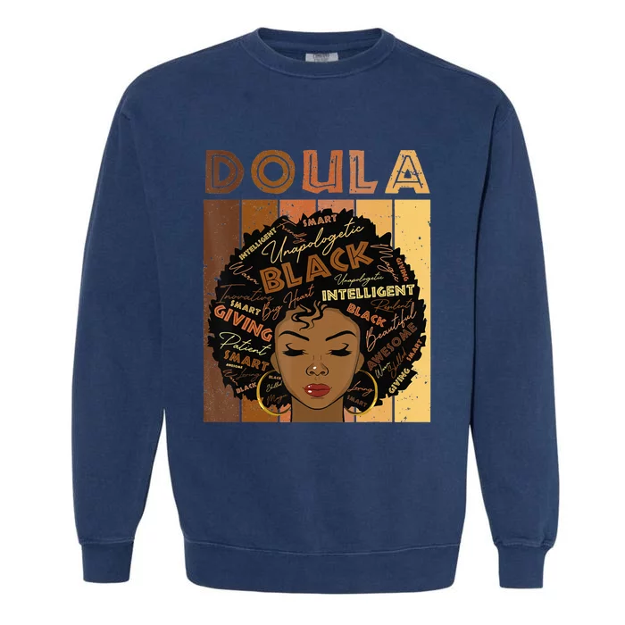 Melanin Doula Afro Hair Black History Month Garment-Dyed Sweatshirt