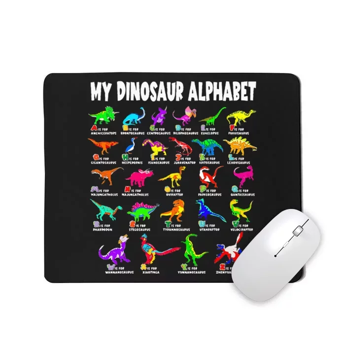 My Dinosaur Alphabet Funny Learn Alphabet With Dinosaurs Mousepad