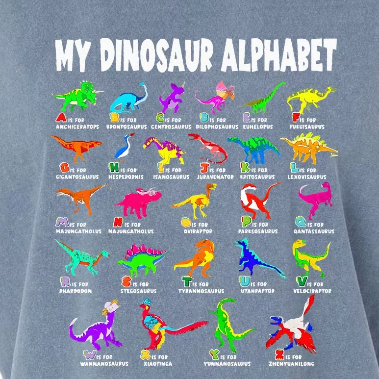 My Dinosaur Alphabet Funny Learn Alphabet With Dinosaurs Garment-Dyed Women's Muscle Tee