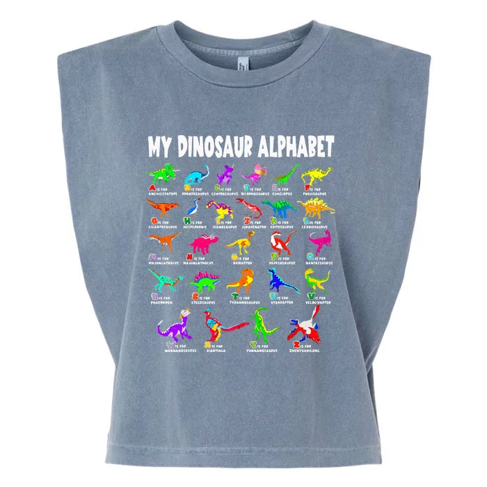 My Dinosaur Alphabet Funny Learn Alphabet With Dinosaurs Garment-Dyed Women's Muscle Tee