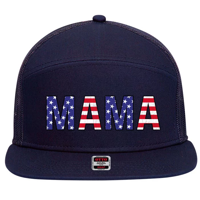 Mothers Day American Flag Graphic Vintage Usa Flag Mama Gift 7 Panel Mesh Trucker Snapback Hat