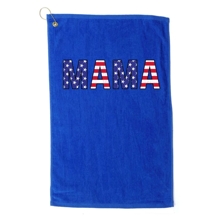 Mothers Day American Flag Graphic Vintage Usa Flag Mama Gift Platinum Collection Golf Towel